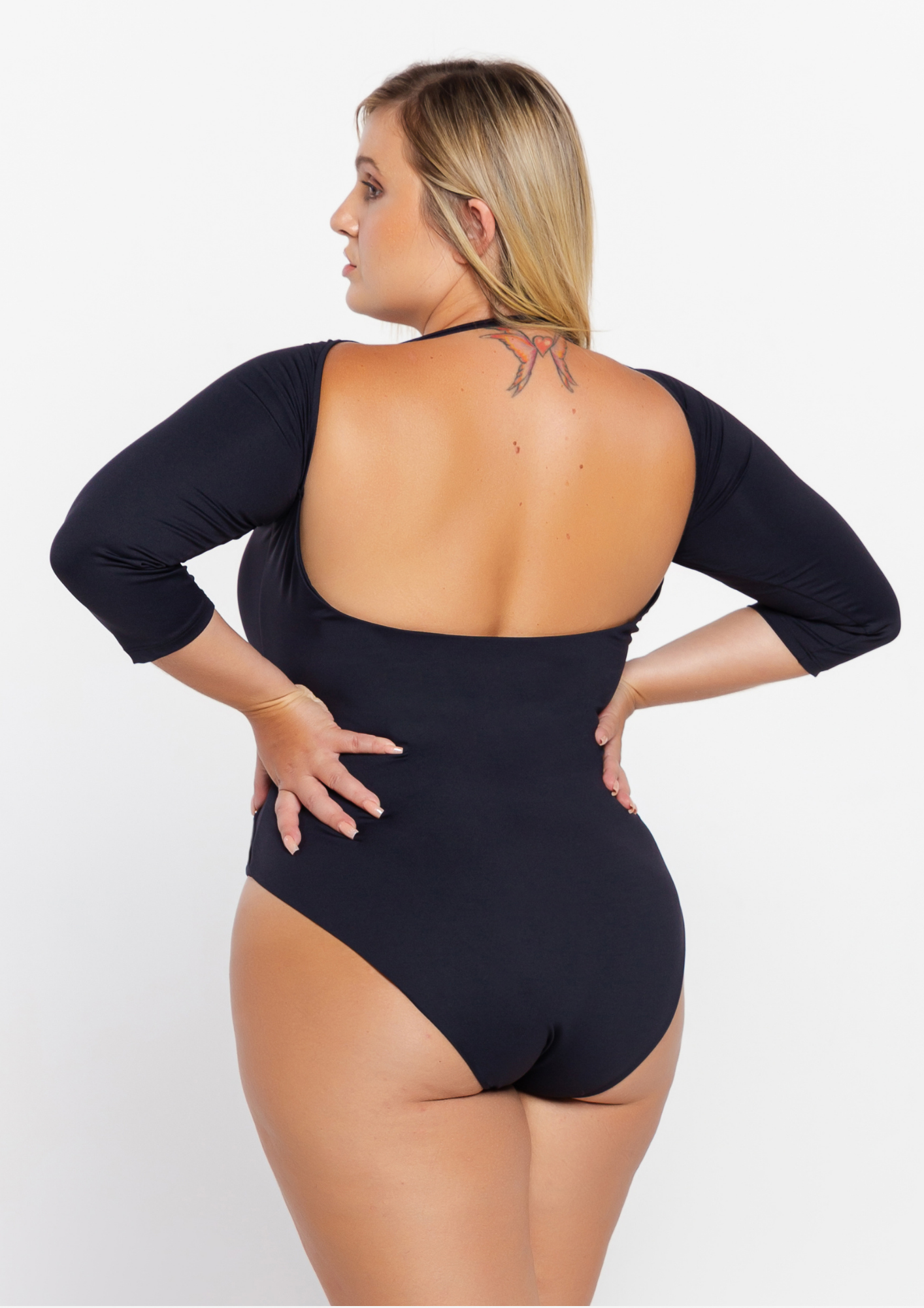 open back bodysuit, black bodysuit, plus size